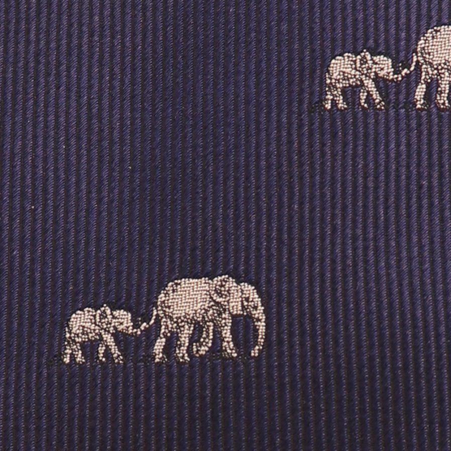 Tembo 3Fold elephant Woven Tie – Navy details