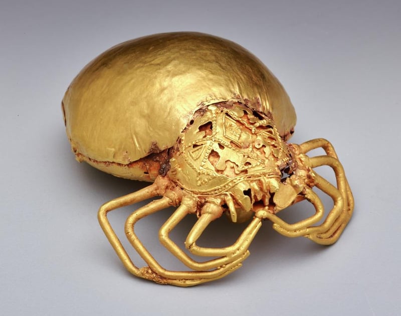 Sword ornament in the form of a spider, Asante peoples, Ghana, Africa, Late 19th century, gold-copper-silver alloy, MoMAA