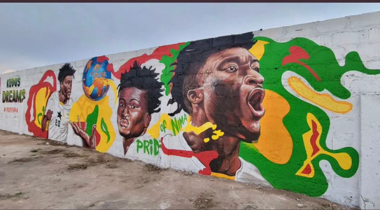 African Artists Exploring Urbanism: The City as a Canvas | © Mohammed Awudu mural of Ajax FC star Mohammed Kudus