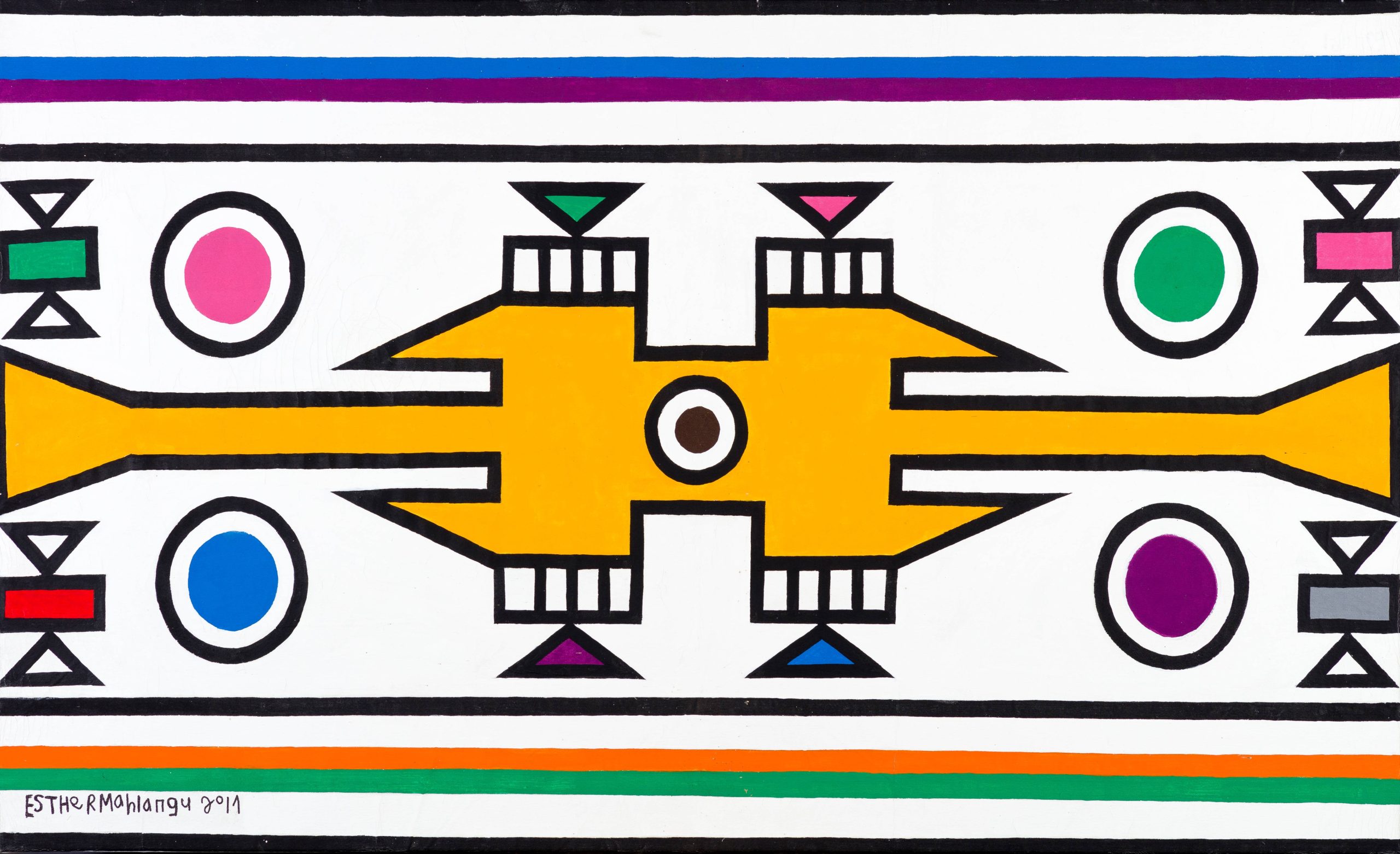 Then I Knew I Was Good at Painting: Esther Mahlangu, A Retrospective - Ndebele Abstract (2017 | Acrylic on canvas | 96 x 168 cm)