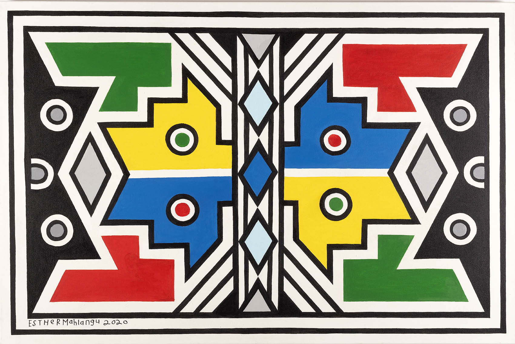 Then I Knew I Was Good at Painting: Esther Mahlangu, A Retrospective - (Ndebele Abstract 2020 | Acrylic on canvas | 100 x 150 cm)